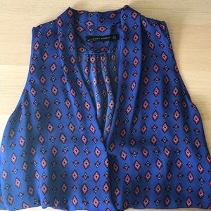 Zara Flowy High-Low Sleeveless V Neck Blouse